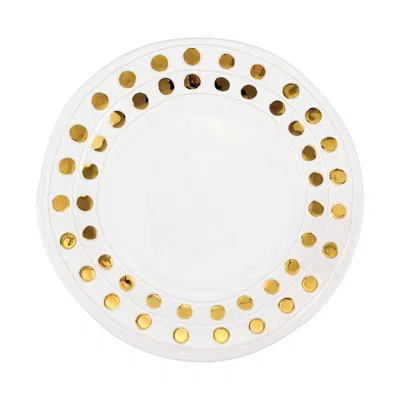 Vietri Medici Gold Medium Round Platter In White