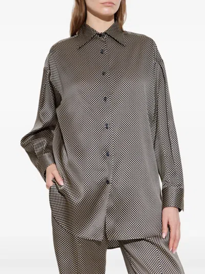Tom Ford Camicia In Seta A Pois Dal Fit Rilassato In Gray
