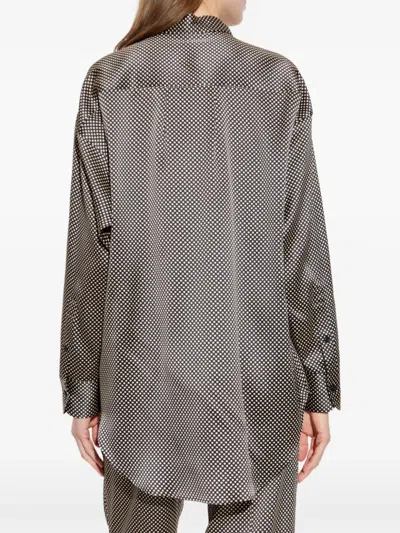 Tom Ford Camicia In Seta A Pois Dal Fit Rilassato In Gray