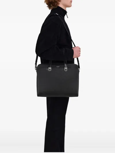 Ferragamo Men Gancini Business Handbag In Black