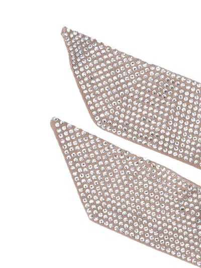 Giuseppe Di Morabito Embellished Scarf With Pointed Ends And Rhinestone Detailing In Gray