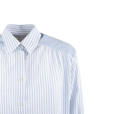 Paul Smith Cotton Blend Pinstripe Seersucker Blouse In Blue