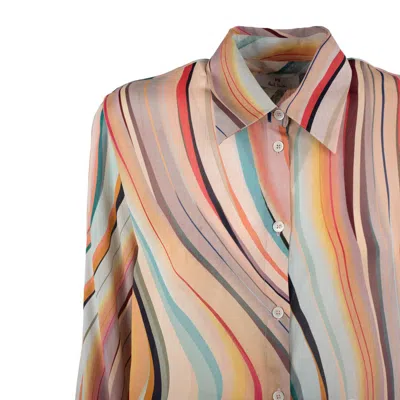 Paul Smith Silk Blend Shirt With Dusky Swirl Print In Multi
