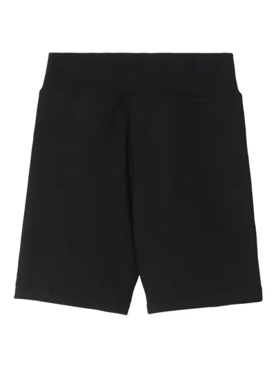 Burberry Cotton Shorts With Check Trims For Kids In Black