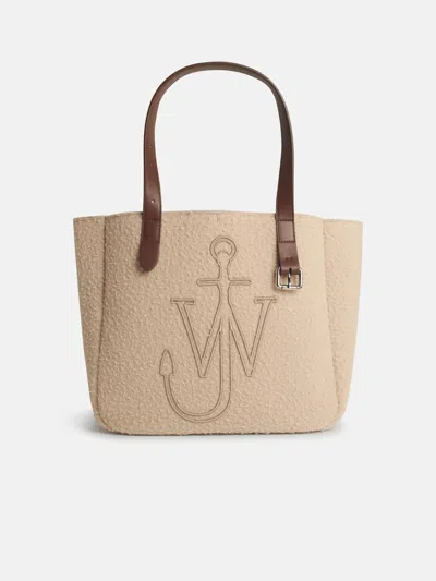 Jw Anderson Belt Tote Beige Boiled Wool Shoulder Bag