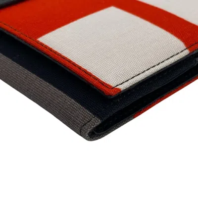 Pre-owned Bally Black Red Color Canvas Leather Long Wallet (bi-fold) ()