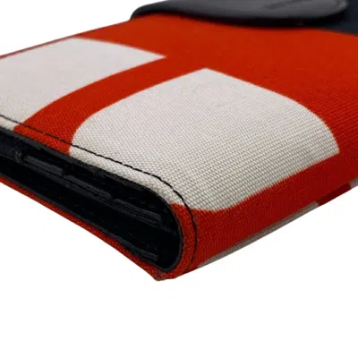 Pre-owned Bally Black Red Color Canvas Leather Long Wallet (bi-fold) ()