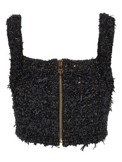 Balmain Women Tweed Cropped Top