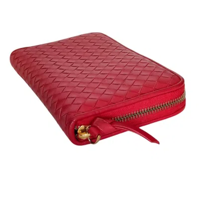 Pre-owned Bottega Veneta Red Color Leather Long Wallet (bi-fold) ()