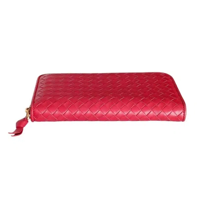Pre-owned Bottega Veneta Red Color Leather Long Wallet (bi-fold) ()
