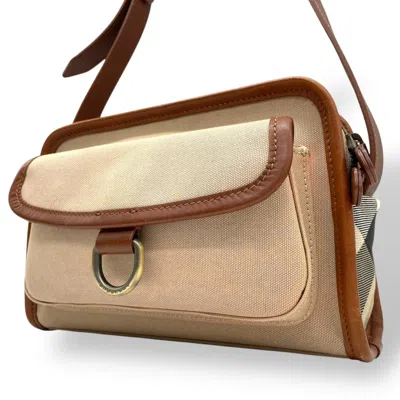 Pre-owned Burberry Beige Brown Canvas Shoulder Bag ()