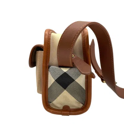 Pre-owned Burberry Beige Brown Canvas Shoulder Bag ()