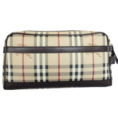 Pre-owned Burberry Beige Multi-color Pvc Leather Clutch Bag ()
