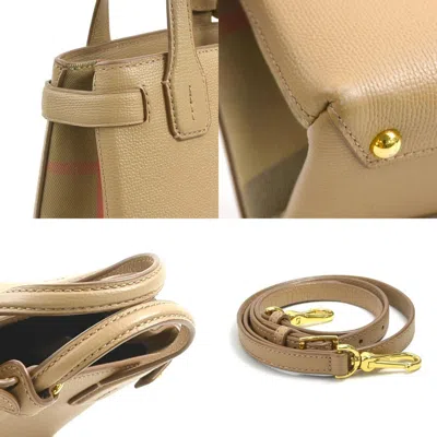 Pre-owned Burberry Camel Leather Canvas Handbag Shoulder Bag ()