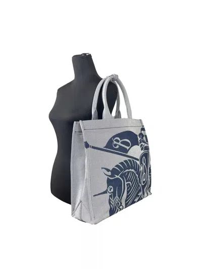 Burberry Navy Ekd Canvas Tote Bag With Coin Women's Pouch