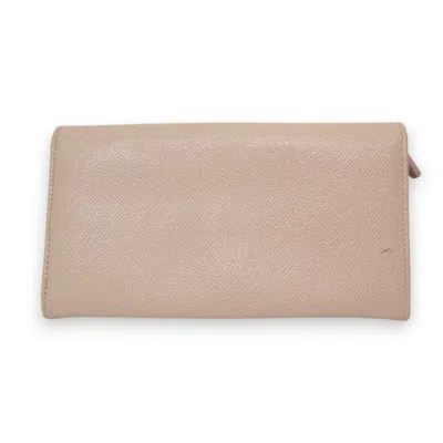 Pre-owned Bvlgari Pink Beige Leather Long Wallet (bi-fold) ()
