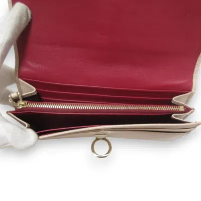 Pre-owned Bvlgari Pink Beige Leather Long Wallet (bi-fold) ()