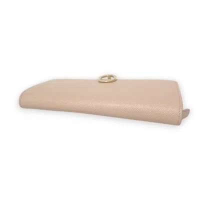 Pre-owned Bvlgari Pink Beige Leather Long Wallet (bi-fold) ()