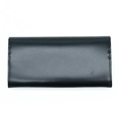 Pre-owned Cartier Black Leather Long Wallet (bi-fold) ()