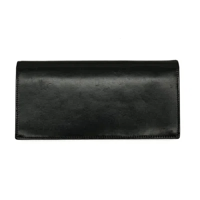 Pre-owned Cartier Black Leather Long Wallet (bi-fold) ()