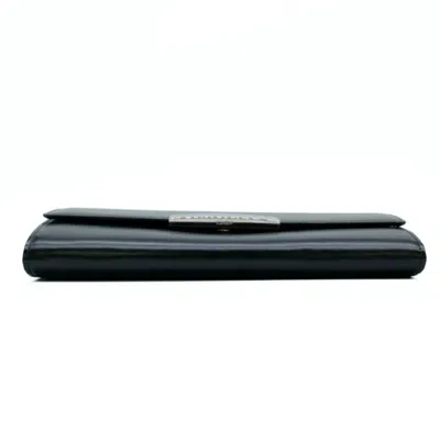 Pre-owned Cartier Black Leather Long Wallet (bi-fold) ()