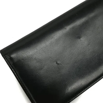 Pre-owned Cartier Black Leather Long Wallet (bi-fold) ()