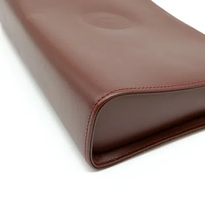 Pre-owned Cartier Bordeaux Red Color Leather Clutch Bag ()
