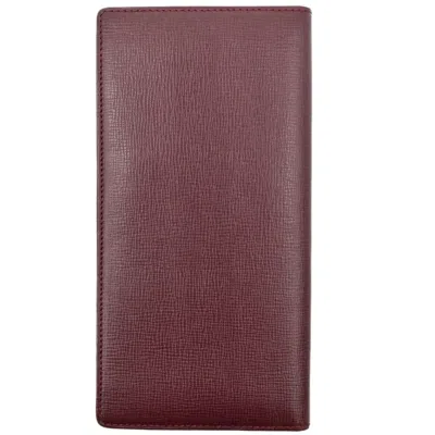 Pre-owned Cartier Bordeaux Red Color Leather Long Wallet (bi-fold) ()