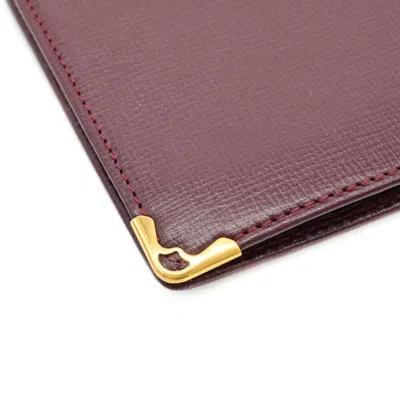 Pre-owned Cartier Bordeaux Red Color Leather Long Wallet (bi-fold) ()
