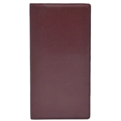 Pre-owned Cartier Bordeaux Red Color Leather Long Wallet (bi-fold) ()