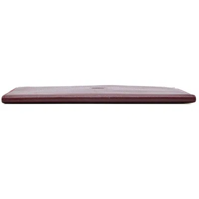 Pre-owned Cartier Bordeaux Red Color Leather Long Wallet (bi-fold) ()