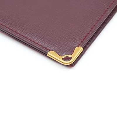 Pre-owned Cartier Bordeaux Red Color Leather Long Wallet (bi-fold) ()