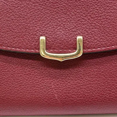 Pre-owned Cartier Bordeaux Red Color Leather Wallet (bi-fold) ()