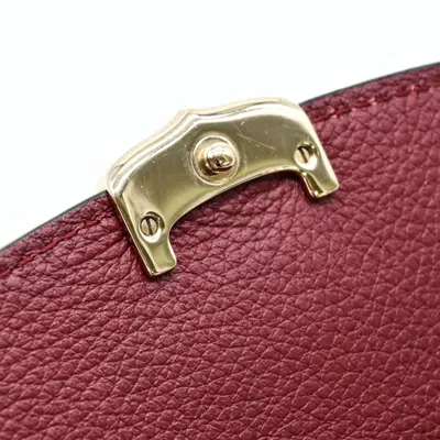 Pre-owned Cartier Bordeaux Red Color Leather Wallet (bi-fold) ()