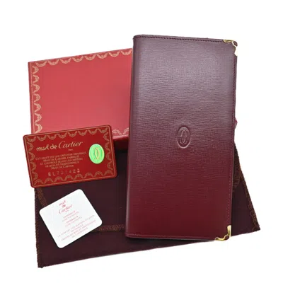 Pre-owned Cartier Bordeaux Red Color Long Wallet (bi-fold) ()