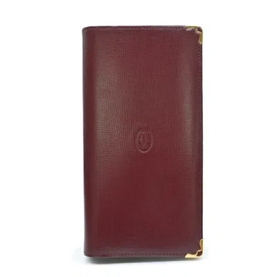 Pre-owned Cartier Bordeaux Red Color Long Wallet (bi-fold) ()