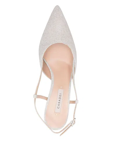 Casadei Silver Pointed Toe Pumps
