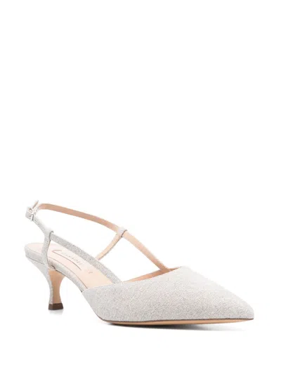 Casadei Silver Pointed Toe Pumps