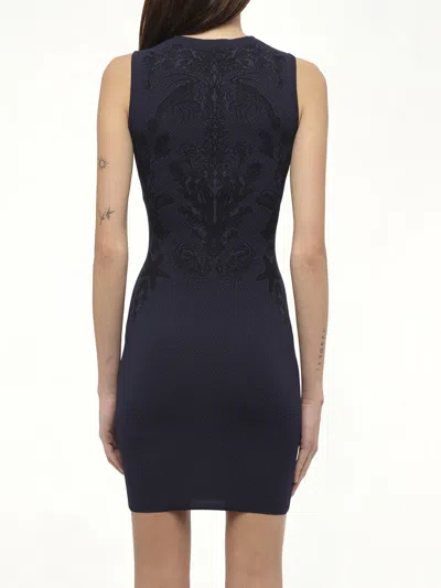 Alexander Mcqueen Women's Nk Pncl Mini Dress In Blue