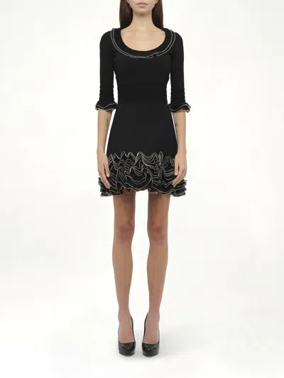 Alexander Mcqueen Women's Amq - Plain Knit Mini Dress In Black