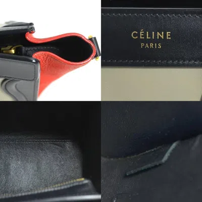 Pre-owned Celine Black Gray Red Color Leather Handbag Shoulder Bag ()