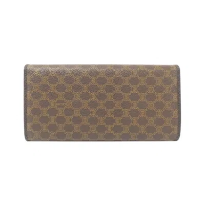 Pre-owned Celine Brown Coated Canvas Long Wallet (bi-fold) ()