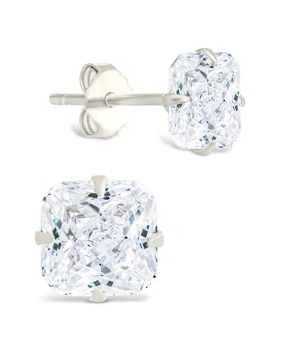 Sterling Forever Radiant Cut Cubic Zirconia Stud Earrings In Silver
