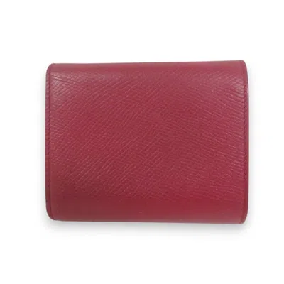 Pre-owned Celine Red Color Leather Wallet (tri-fold) ()