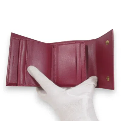 Pre-owned Celine Red Color Leather Wallet (tri-fold) ()