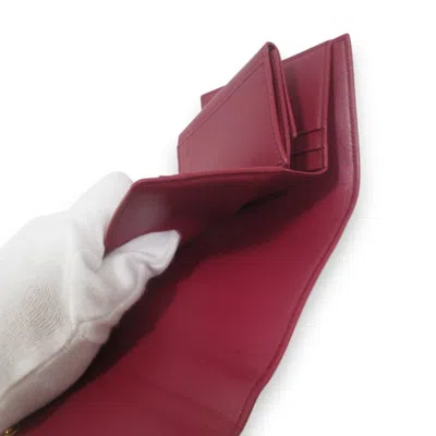 Pre-owned Celine Red Color Leather Wallet (tri-fold) ()