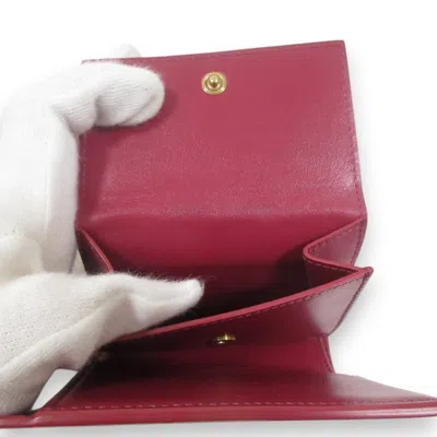 Pre-owned Celine Red Color Leather Wallet (tri-fold) ()