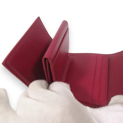 Pre-owned Celine Red Color Leather Wallet (tri-fold) ()
