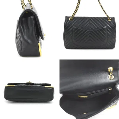 Pre-owned Chanel Black Gold Leather Metal Shoulder Bag ()