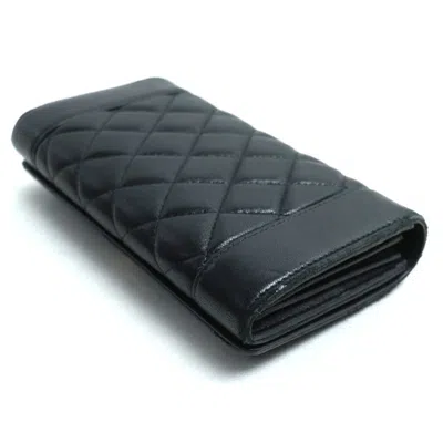 Pre-owned Chanel Black Leather Long Wallet (bi-fold) ()
